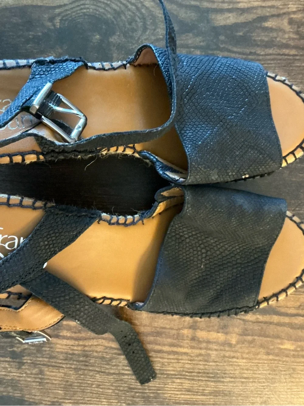 Franco Sarto Takara Espadrille Wedge Sandal Black 6.5 Womens